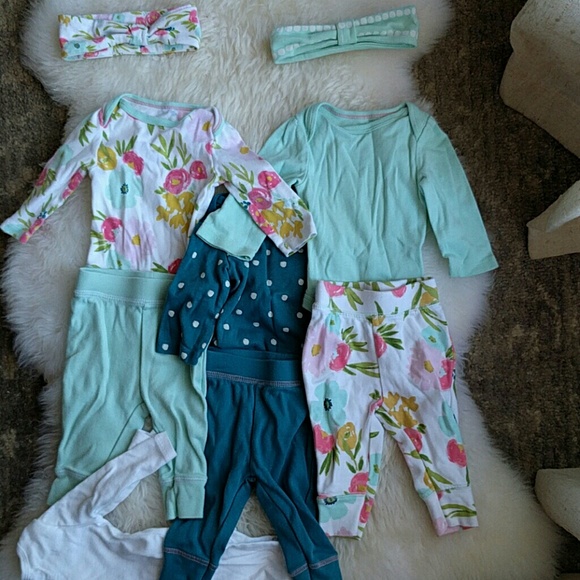 Newborn Cloud Island Baby Mixed Lot 3 Pants and 3 Piece Outfit